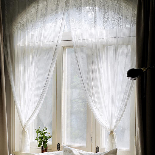 momos莫语ins风蕾丝窗帘透明网纱窗帘卧室客厅飘窗阳台面料