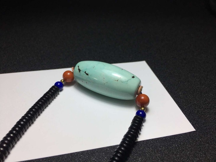 90269绿松石桶珠锁骨链