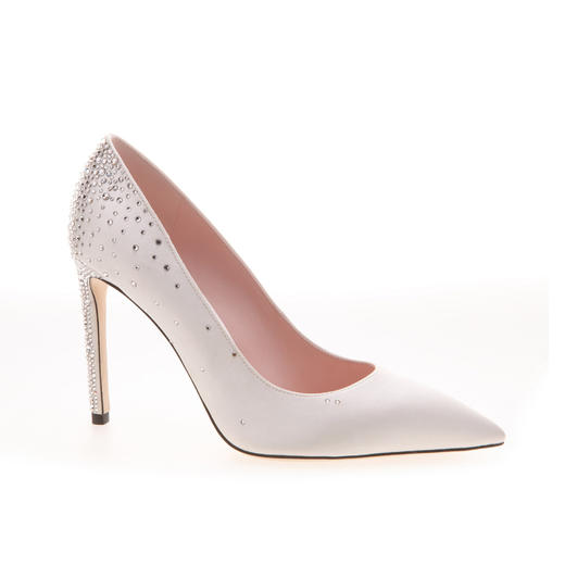 sheme  婚鞋系列  女士水晶丝绸高跟鞋  白色 商品图1