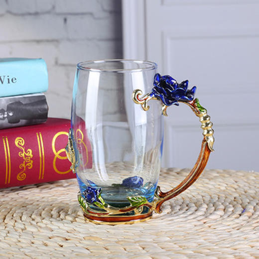 新款珐琅彩居家创意彩色花茶日用水杯 商品图3
