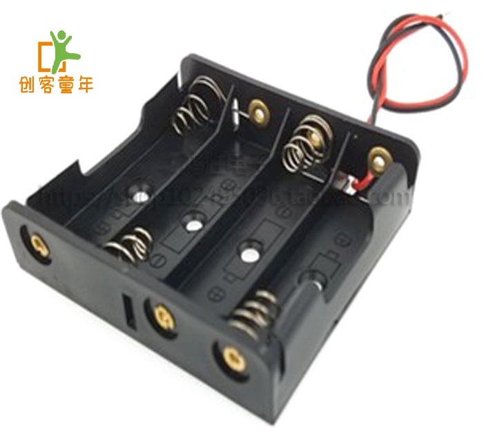 5号4节电池盒带线 模型 电子 手工 玩具 家用 小车5-6v电池盒