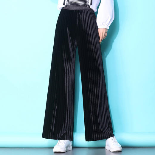 YXLB1913 荧光亮面金丝绒弹力休闲阔腿裤【限量】 商品图1