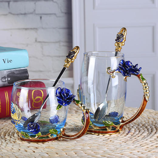 新款珐琅彩居家创意彩色花茶日用水杯 商品图2