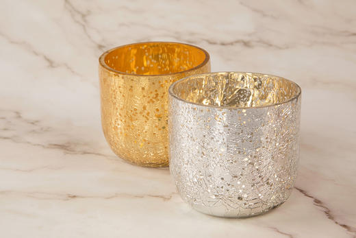 她乡悦品-金银星光裂纹玻璃蜡烛杯 (2款) Gold/Silver Crackled Glass Candle Holder 商品图8