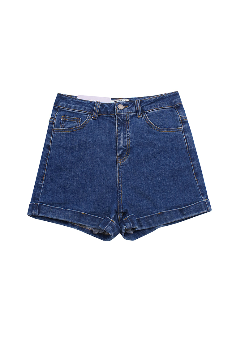 韩都衣舍2019夏装新款韩版女修身高腰短裤高弹牛仔裤my1276沐