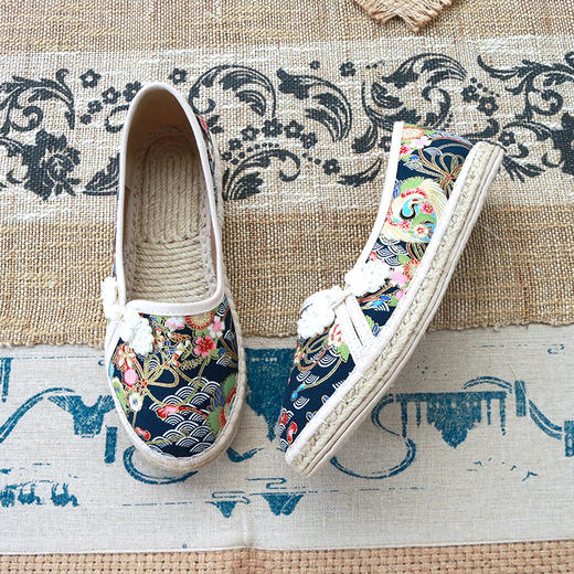 【买麻鞋，雅路人】防脚臭，春夏款雅路人手工千层底布鞋亚麻底民族风女鞋千层底布鞋女YQ-02 商品图2