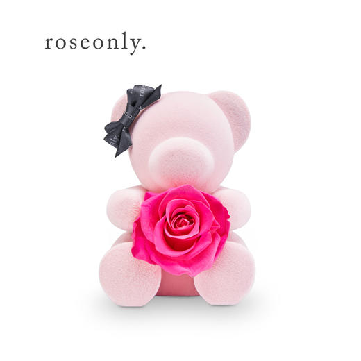 肖战力荐 roseonly永生玫瑰礼盒 红粉甜心熊永生玫瑰公仔 节日礼物