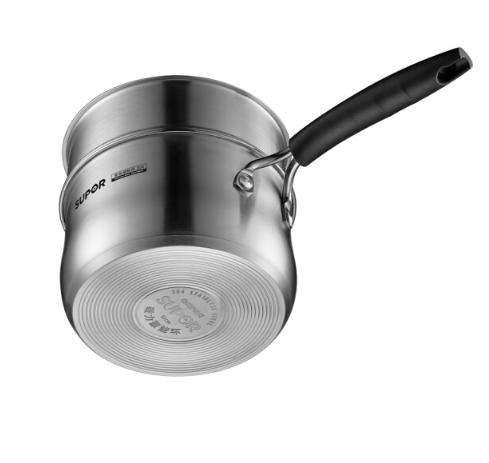苏泊尔（SUPOR） 奶锅小红圈304不锈钢精致汤蒸多用锅ST16Z3婴儿辅食锅电磁炉燃气通用 16cm奶锅带蒸格- 商品图3