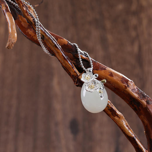 HBL-和田玉吊坠女复古民族风气质饰品S925纯银 TZW 商品图2