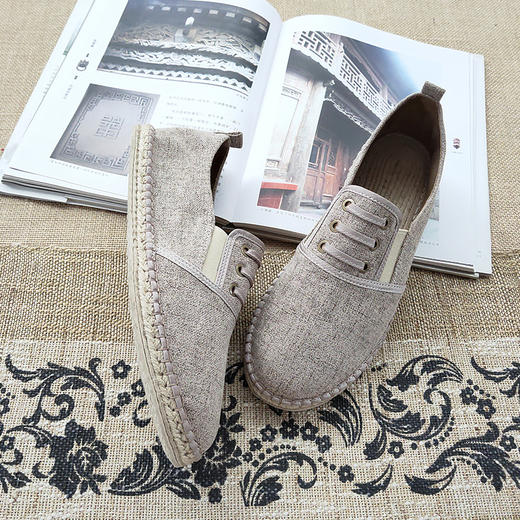 【买麻鞋，雅路人】防脚臭，春季新款雅路人手工千层底布鞋亚麻底男鞋四季鞋棉麻休闲布鞋1810-11w男款 商品图7
