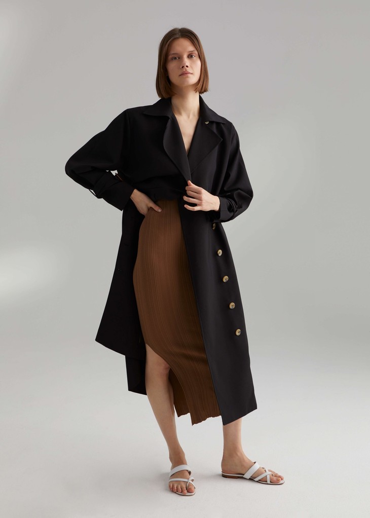 toteme黑色pisa双排扣长风衣