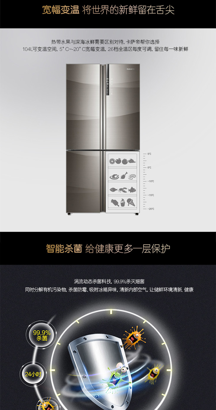 卡萨帝casarte冰箱bcd651wdchu1