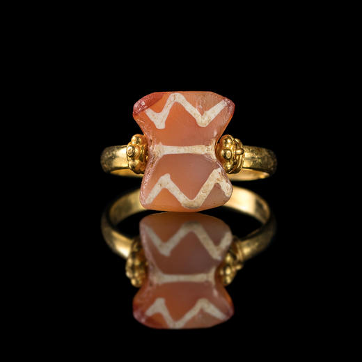 镶蚀红玉髓对波戒指 商品图0