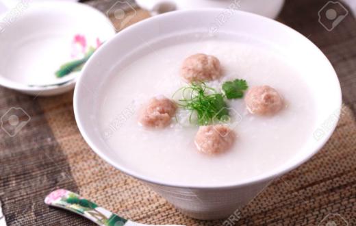 tue - meatball and pork liver congee(肉丸猪肝粥)