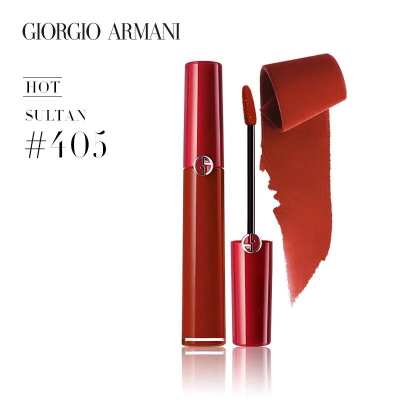 【送礼推荐】Armani阿玛尼丝绒哑光唇釉红管405南瓜色 番茄色
