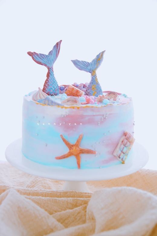 ins风美人鱼翻糖鱼尾奶油蛋糕最少提前1天预定哦