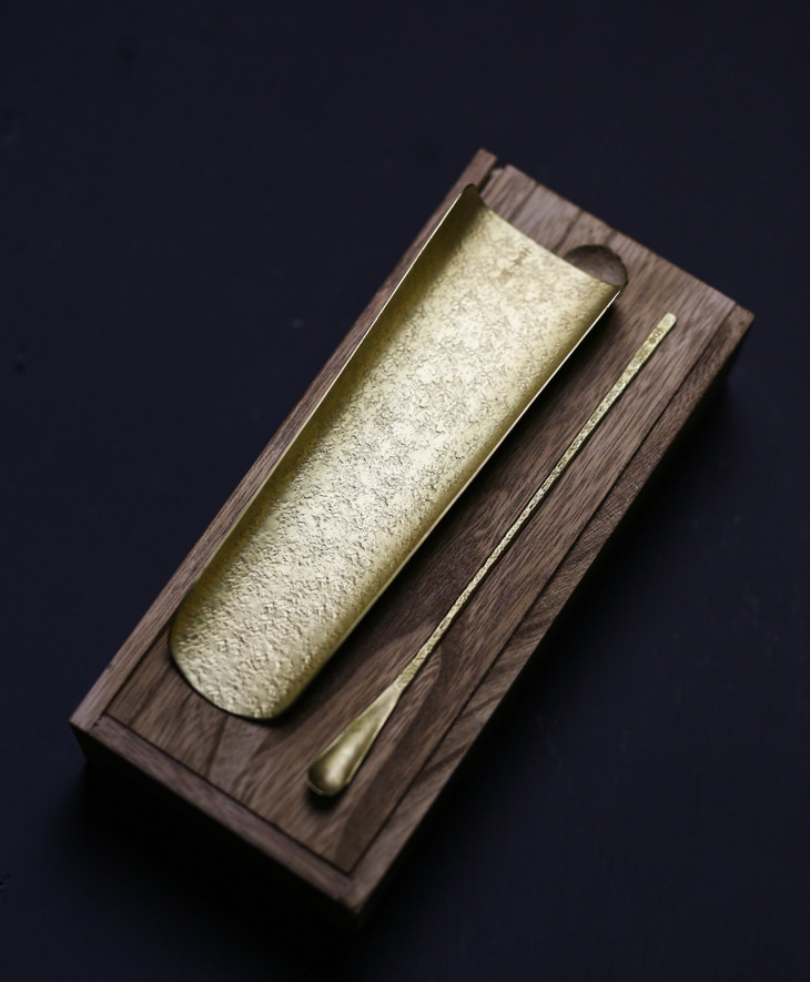 手工锻打纯铜茶则