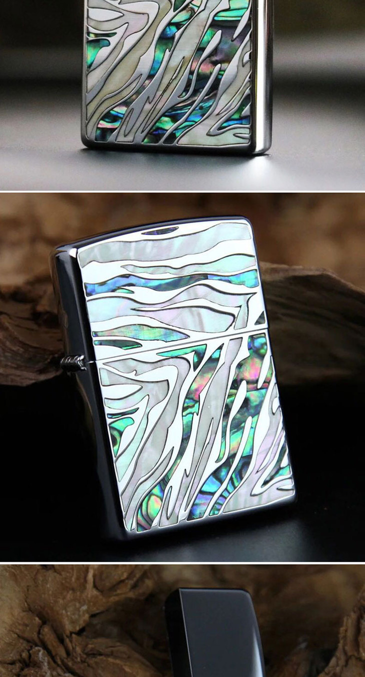 原装zippo贝壳镶嵌打火机正版煤油防风打火机万有引力幻彩斑马纹豹纹