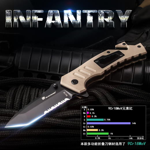 汉道-【步兵无锁】新步兵折叠刀无锁非管制户外小刀随身折叠刀军刀 商品图1