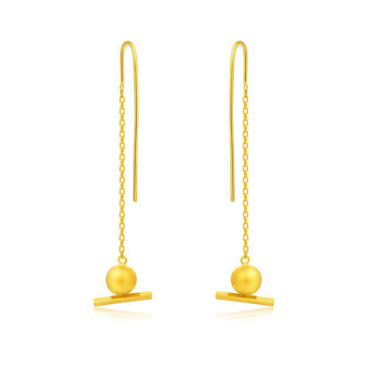 周大福ing系列几何圆满足金黄金耳环耳线计价f208224 约5.6g