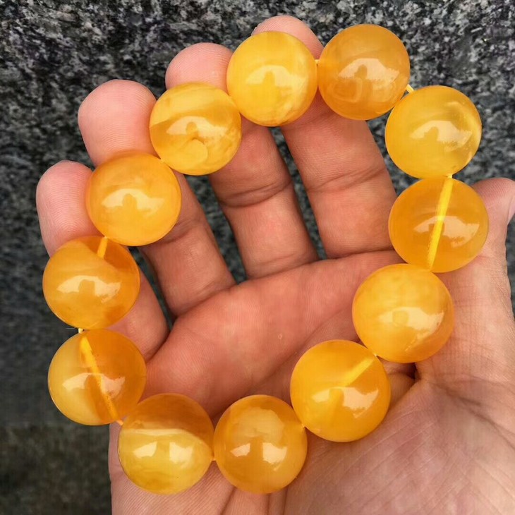 19mm天然蜜蜡蜜糖色手串4986克男士首选简单大方花纹漂亮蜡质温润佩戴