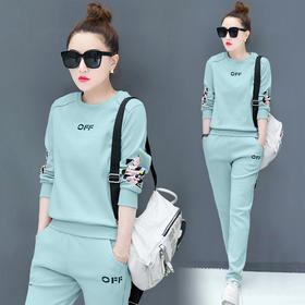 BYT-春装新款韩版时尚圆领休闲套装长袖两件套