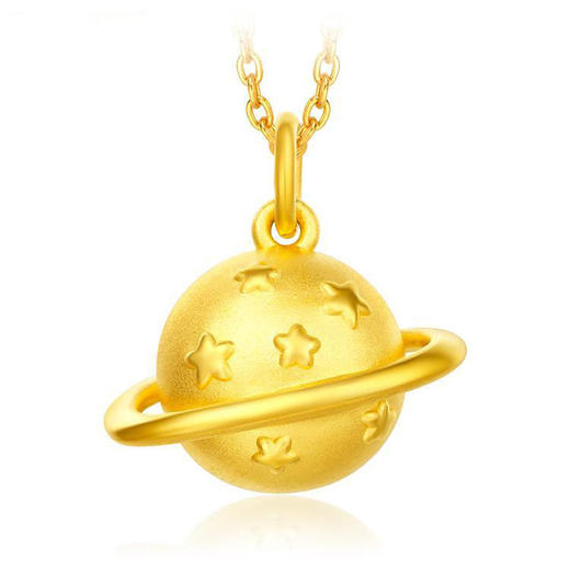 周大福首饰行星b612星球足金黄金吊坠r18392 约1.7g