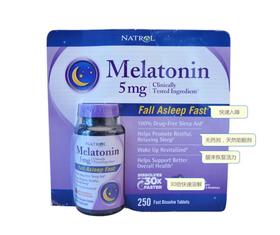 Natrol Melatonin褪黑素松果体素 促睡眠（5mg 250粒/草莓味）洛杉矶直邮