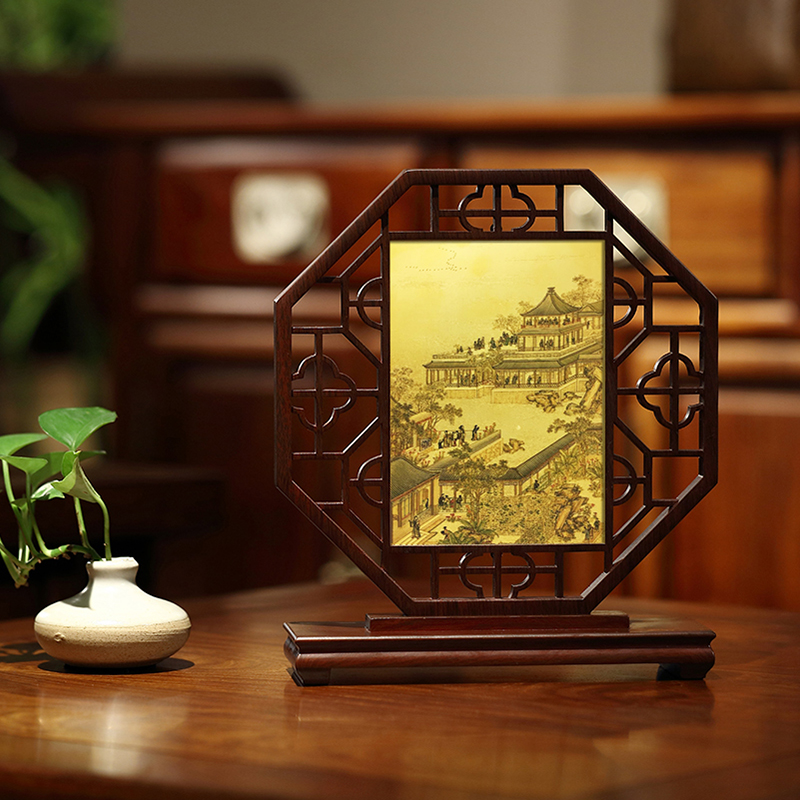 皇城工坊大国工匠赏月图纯金版新中式收藏品工艺品摆件台屏纯金