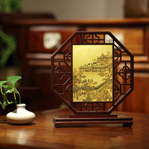 皇城工坊大国工匠赏月图纯金版新中式收藏品工艺品摆件台屏纯金 商品图0