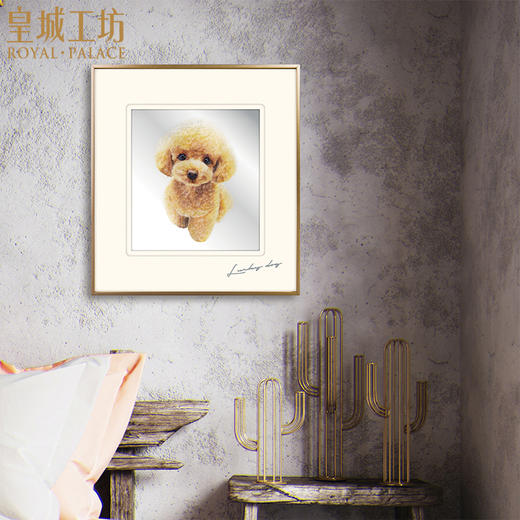皇城工坊萌宠泰迪宠爱一生足银微雕画摆件送礼装饰画挂画足银 商品图0