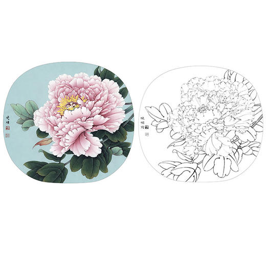 李晓明工笔花鸟小品牡丹名品十二钗之九-观音面-KF17 商品图0