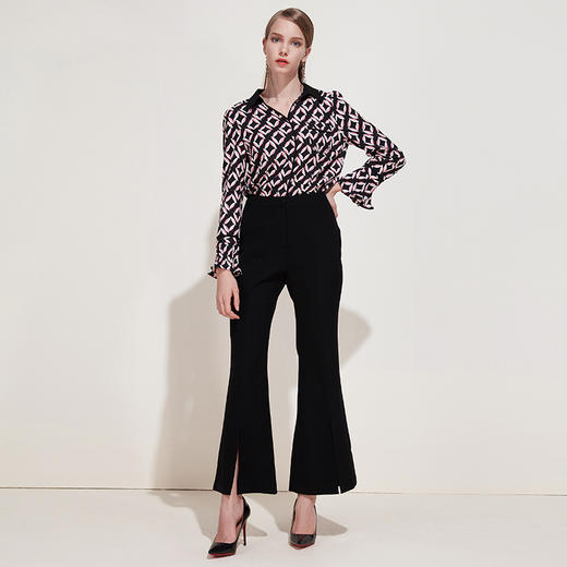 EITIE爱特爱春夏季新款女裤微喇开叉裤脚时尚休闲女装长裤子5905617 商品图1