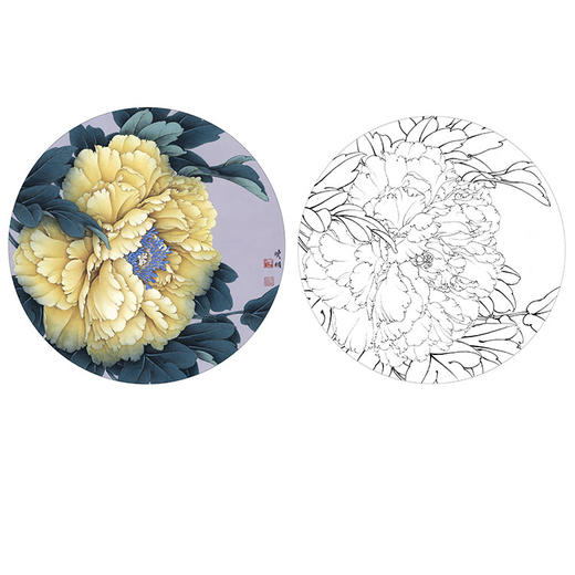 李晓明工笔花鸟小品牡丹名品娇娥粉黛八美图之六-海黄-KF06 商品图0