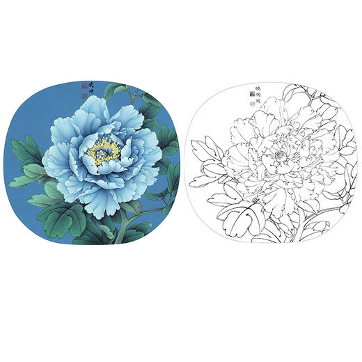 李晓明工笔花鸟小品牡丹名品十二钗十一-蓝田玉之-KF19 商品图0