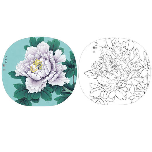 李晓明工笔花鸟小品牡丹名品十二钗之四-魏紫-KF12 商品图0