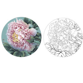 李晓明工笔花鸟小品牡丹名品娇娥粉黛八美图之八-雪映桃花-KF08