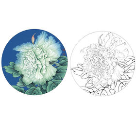 李晓明工笔花鸟小品牡丹名品娇娥粉黛八美图之七-豆绿-KF07