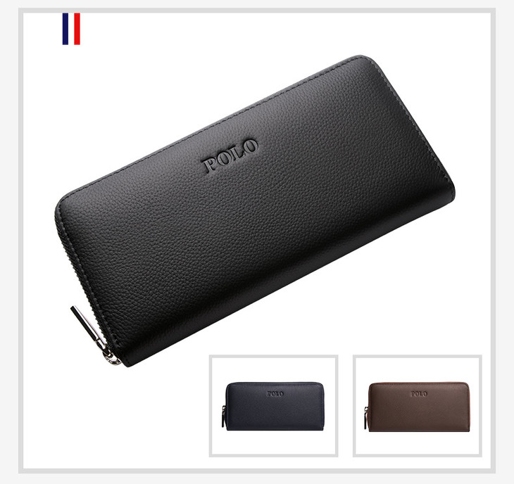 polo男士手包大容量商务时尚潮流手拿包男牛皮手抓包长款钱包030501