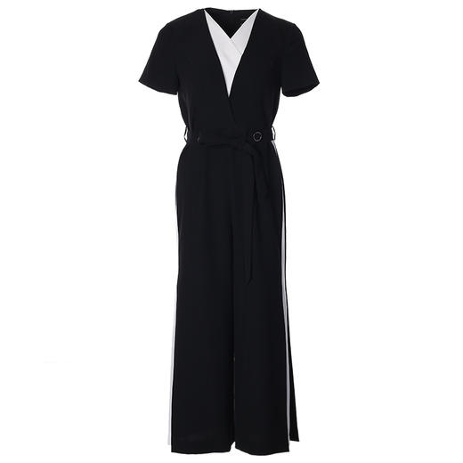 EITIE爱特爱春夏季女装连衣裤假两件V领高挑阔腿连体裤5907623 商品图3