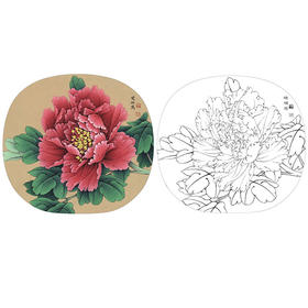 李晓明工笔花鸟小品牡丹名品十二钗之二-胡红-KF10