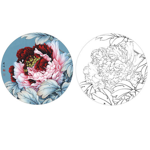 李晓明工笔花鸟小品牡丹名品娇娥粉黛八美图之三-二乔-KF03 商品图0