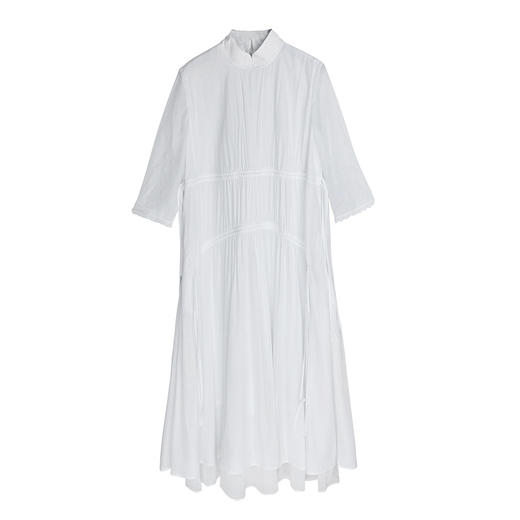 不染双层抽绳连衣裙 |  白色 酒红色 | 飘逸淑女 商品图4