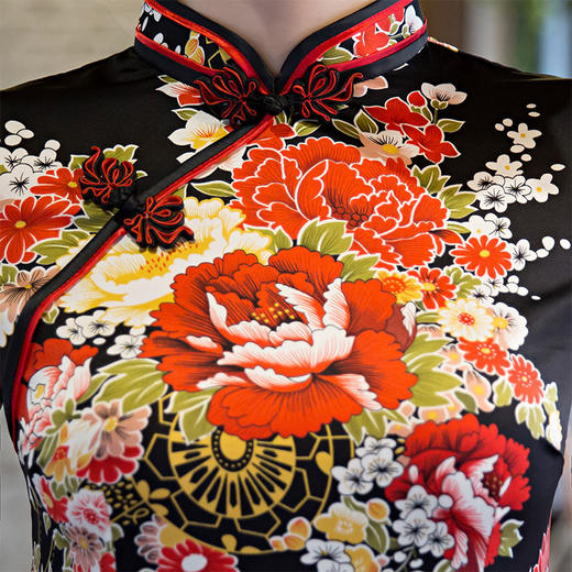 复古唐装丝绸优雅修身旗袍货号qp002