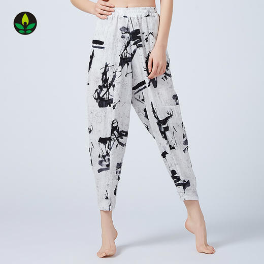 【断码捡漏】卡益棉麻花色长裤KM03011女士瑜伽裤紧身健身裤 商品图2