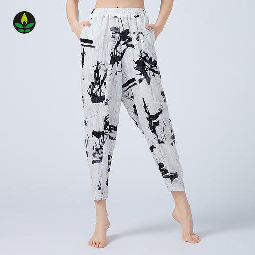 【断码捡漏】卡益棉麻花色长裤KM03011女士瑜伽裤紧身健身裤 商品图4