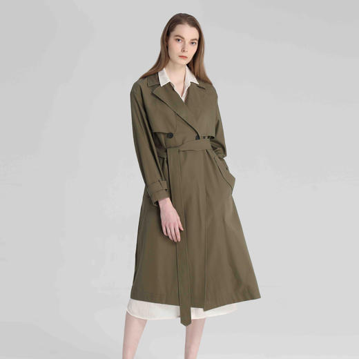 3楼和桃2019年春季新品橄榄绿垂感风衣