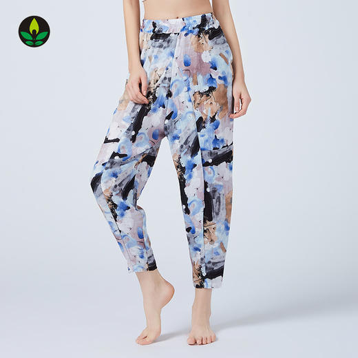 【断码捡漏】卡益棉麻花色长裤KM03011女士瑜伽裤紧身健身裤 商品图0