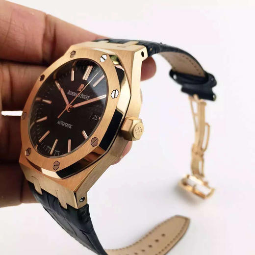 JF 标杆神器 爱彼AP 15400全玫瑰金黑面皮带款 ＂V5＂升级版[拳头][拳头]直径41mm，搭载进口9015改原版Cal.3120全自动机芯，V5＂版主要升级技术特点 商品图4