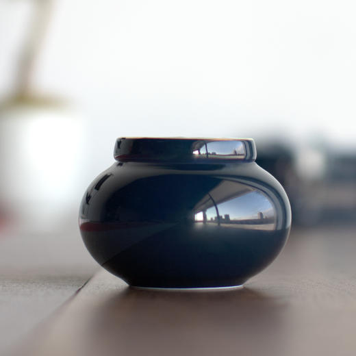 南山先生 霁蓝圆形茶叶罐陶瓷功夫茶具配件密封罐旅行迷你小茶仓 商品图4